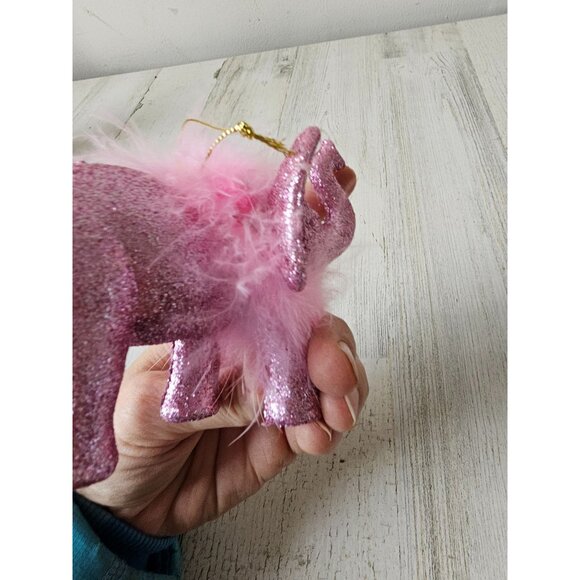 Glitter feather pink elephant ornament sparkle Xmas tree - Picture 7 of 8